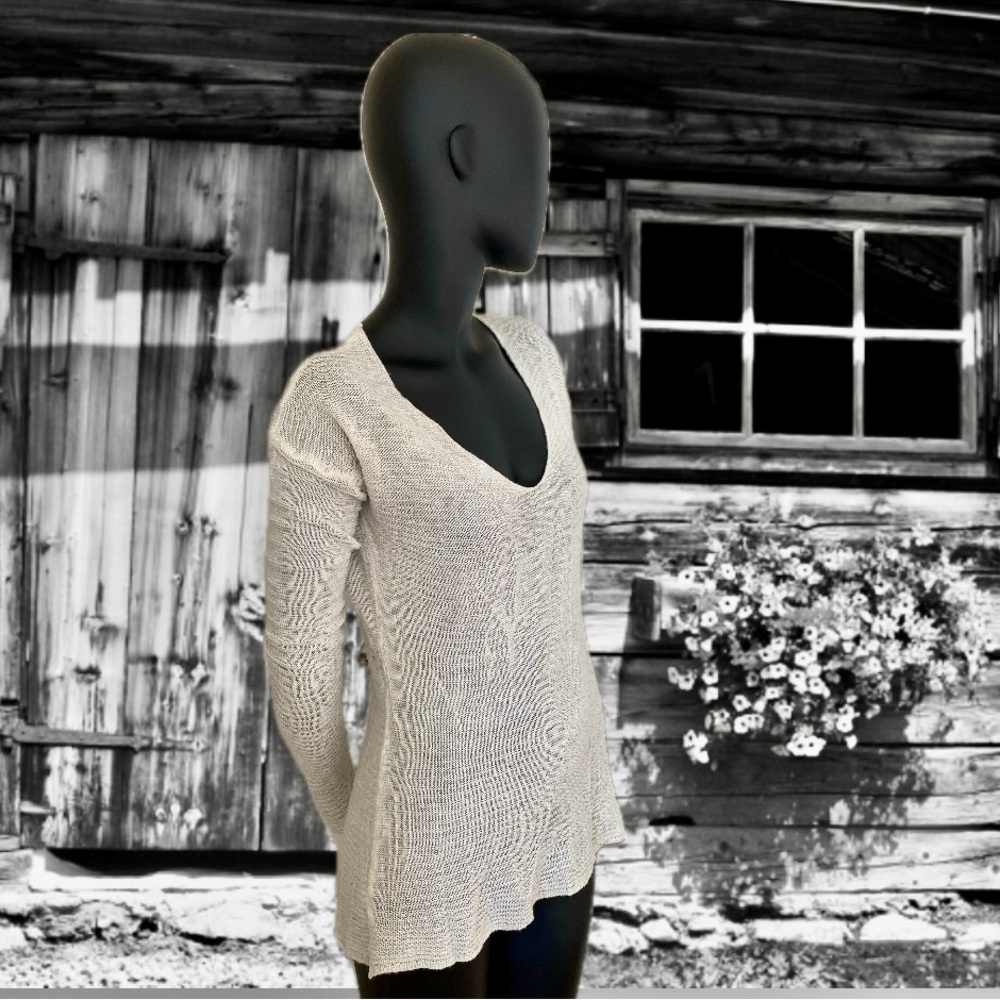 Distressed White Sweater